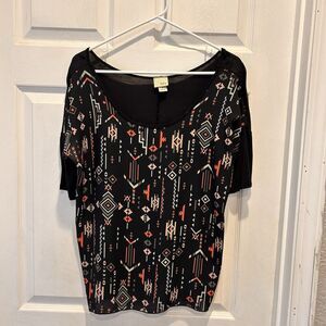 Buckle Daytrip Shirt Womens Medium‎ Black Aztec Print  Y2K Western Made In USA
